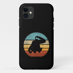 Capa Para iPhone 11 Orangotango Retro Vintage Pôr do Sol Mamífero Anim