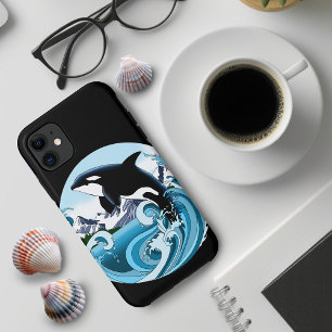 Capa Para iPhone 11 Orca Majestosa Baleia Assassina Ondas Azuis Oceano