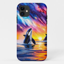 Capa Para iPhone 11 Orcas Sob Galaxy Sky 02 Design por Rich AMeN