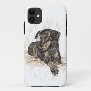 Capa Para iPhone 11 Orelhas naturais do cão do Doberman