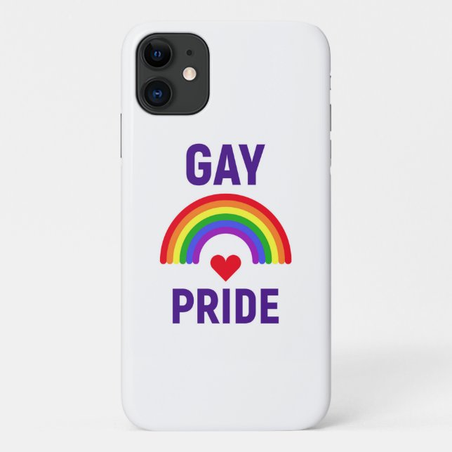 Capa Para iPhone 11 Orgulho gay| Coração e arco-íris (Verso)