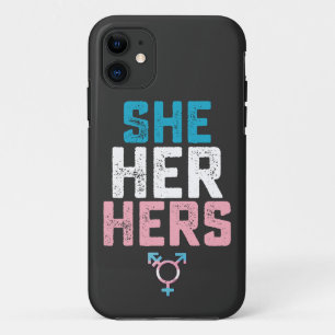 Capa Para iPhone 11 Orgulho LGBT Ela Dela Dela Trans Transgênero Prono