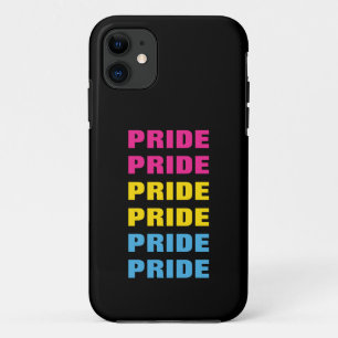 Capa Para iPhone 11 Orgulho Pansexual LGBTQ Texto Repetido Personalizá