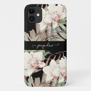 Capa Para iPhone 11 Orquídea Branca Elegante Folhagem Tropical Palmei