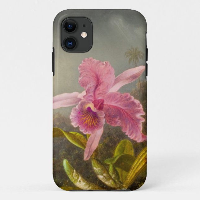 Capa Para iPhone 11 Orquídea com dois beija-flores (Verso)
