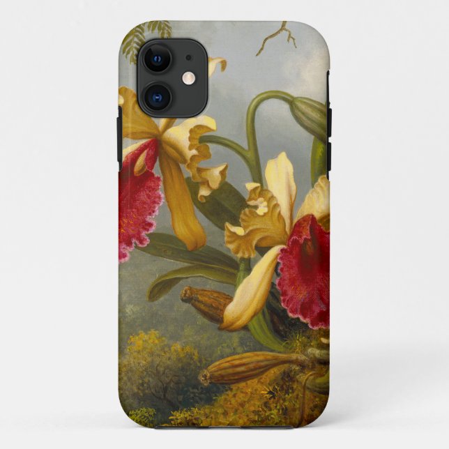 Capa Para iPhone 11 Orquídeas e Hummingbird (Verso)