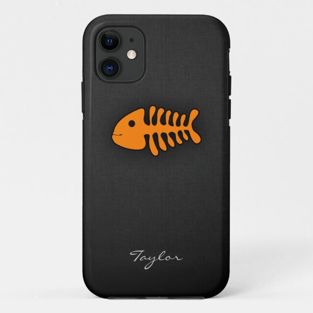 Capa Para iPhone 11 Ossos de Peixe Laranja (Verso)