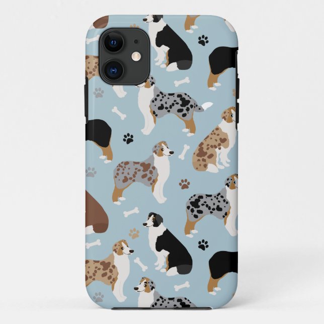 Capa Para iPhone 11 Ossos e patas pastores australianos (Verso)