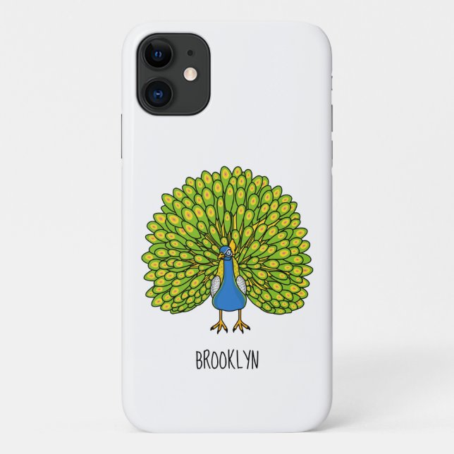 Capa Para iPhone 11 Ótima ilustração de pássaro pavão brilhante (Verso)