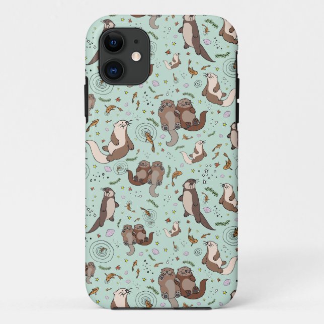 Capa Para iPhone 11 Otters em azul (Verso)