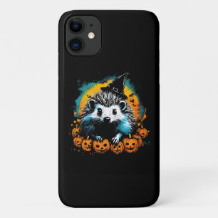 Capa Para iPhone 11 ouriço de Halloween e abóboras fofos