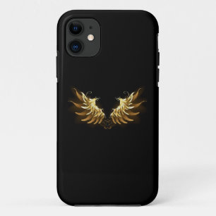 Capa Para iPhone 11 Ouro Angel Wings sobre fundo preto