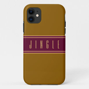Capa Para iPhone 11 Ouro Clássico Castanho Cinzento Estrias Vermelhas