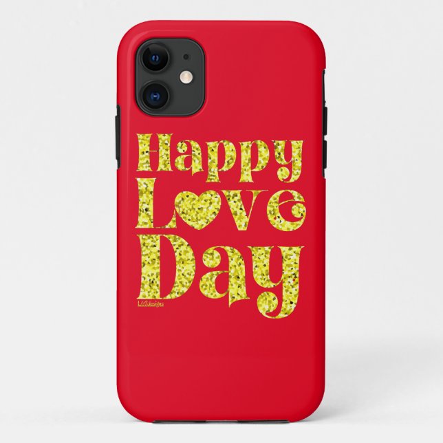 Capa Para iPhone 11 Ouro do dia do amor feliz (Verso)