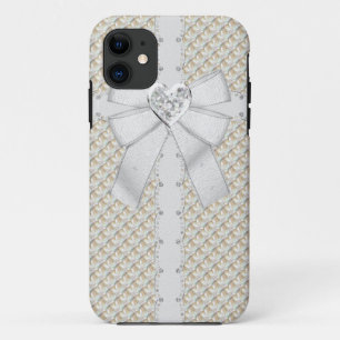 Capa Para iPhone 11 Ouro do falso & diamantes & jóia do coração