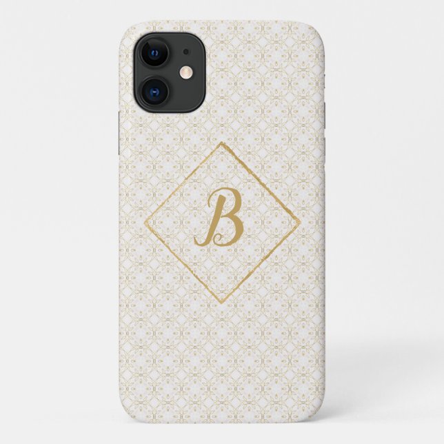 Capa Para iPhone 11 Ouro Do rico E Branco Personalizado (Verso)