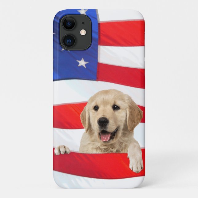 Capa Para iPhone 11 ouro recuperador de bandeira americana (Verso)