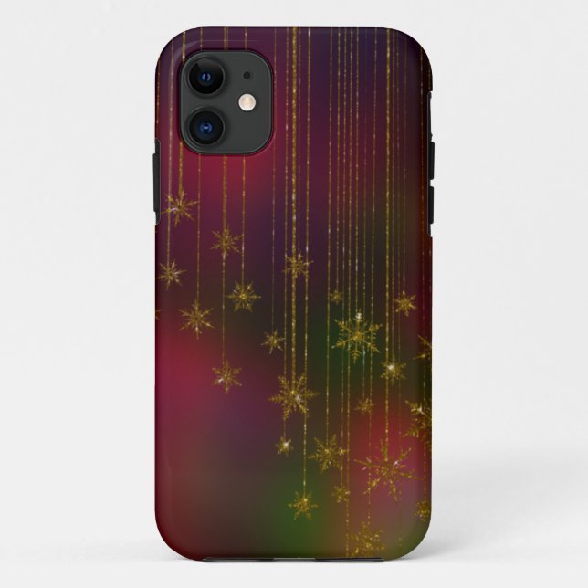 Capa Para iPhone 11 Ouro Snowflake Ornament (Verso)