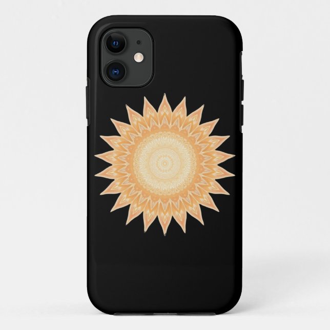 Capa Para iPhone 11 "Ouro Sunflower Mandala - Luz Dentro De Você" (Verso)