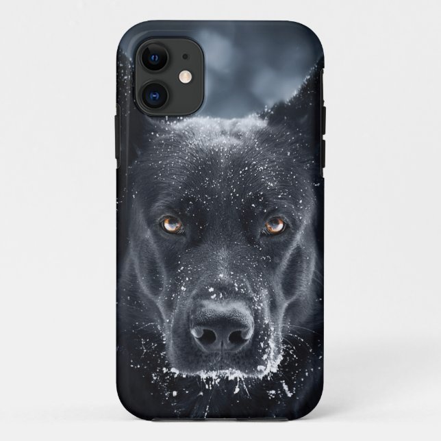 Capa Para iPhone 11 Ovelheiro Alemão Preto (Verso)