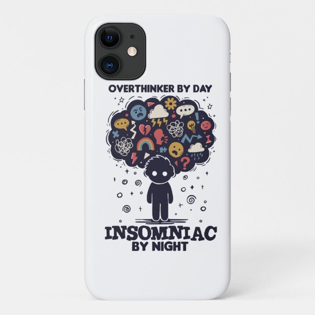 Capa Para iPhone 11 Overthinker by day, Insomniac by night (Verso)