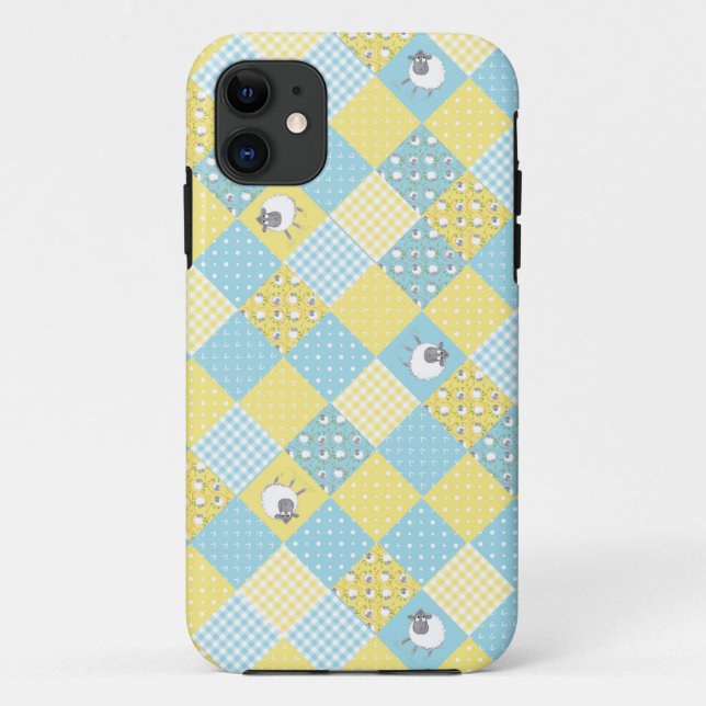 Capa Para iPhone 11 Ovinos, Casos de Patchwork de Falhas do País iPhon (Verso)