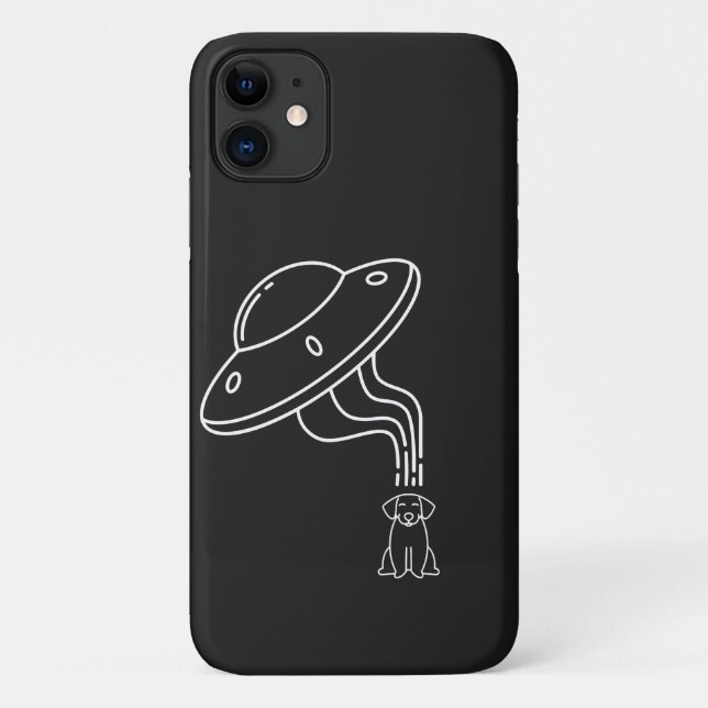 Capa Para iPhone 11 OVNI Alien Abduzindo um Cachorrinho  (Verso)
