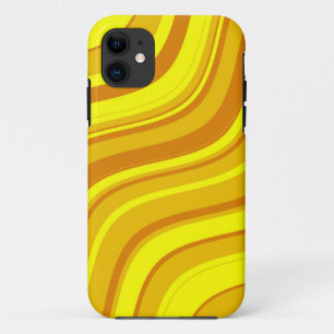 Capa Para iPhone 11 Padrão 2 de faixas onduladas amarelas e castanhas