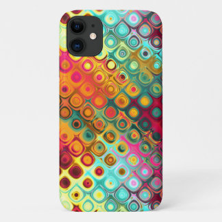 Capa Para iPhone 11 Padrão Abstrato de pontos do arco-íris líquidos ve