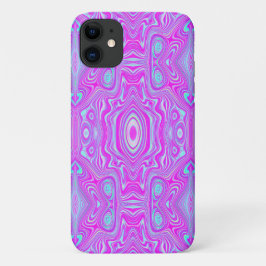 Capa Para iPhone 11 Padrão Abstrato Rosa Quente e Azul Água Trippy