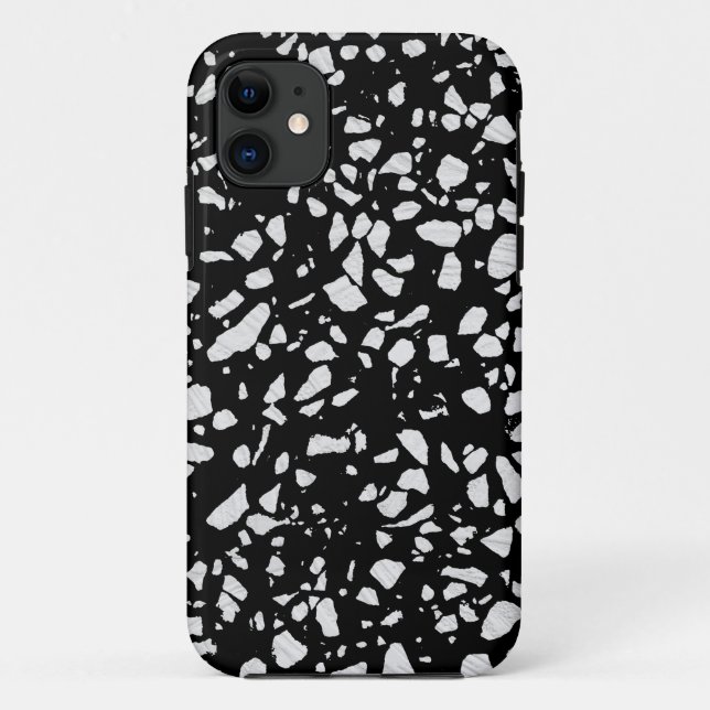Capa Para iPhone 11 Padrão abstrato Terrazzo Mosaico preto e branco (Verso)