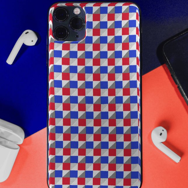 Capa Para iPhone 11 Padrão abstrato vermelho azul preto e branco elega (Criador carregado)
