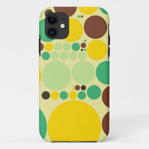 Capa Para iPhone 11 Padrão Amarelo, Azul, Bolinhas Marrons Invisívei