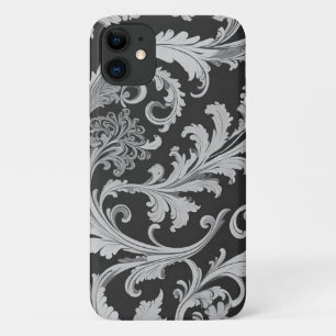 Capa Para iPhone 11 Padrão Antiquado do Fleur Monocromático