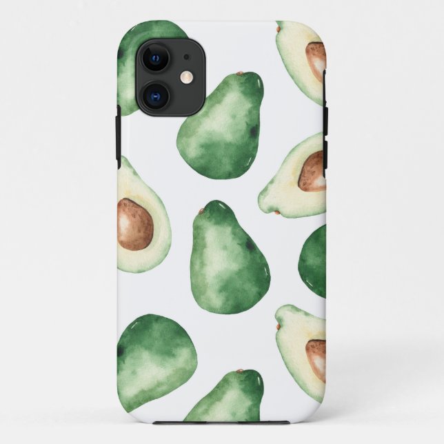 Capa Para iPhone 11 Padrão Aquarela Avocado (Verso)