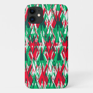 Capa Para iPhone 11 Padrão asteca abstrato vermelho verde fofo