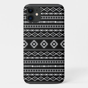 Capa Para iPhone 11 Padrão Aztec Cinza Branca Mistura de Motifs Preta