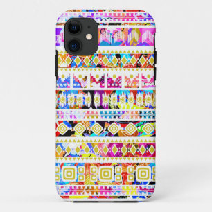 Capa Para iPhone 11 Padrão aztec tribal colorido