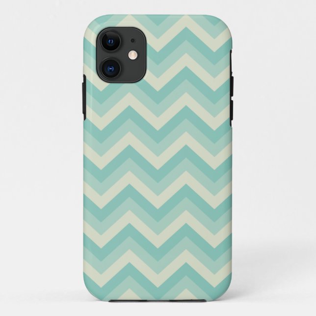 Capa Para iPhone 11 Padrão Azul Aqua Zigzag (Verso)