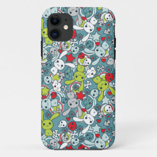 Capa Para iPhone 11 padrão azul kawaii