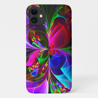 Capa Para iPhone 11 Padrão Azul Vermelho Abstrato Floral Moderno #12