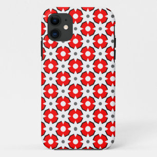 Capa Para iPhone 11 Padrão branco vermelho e preto