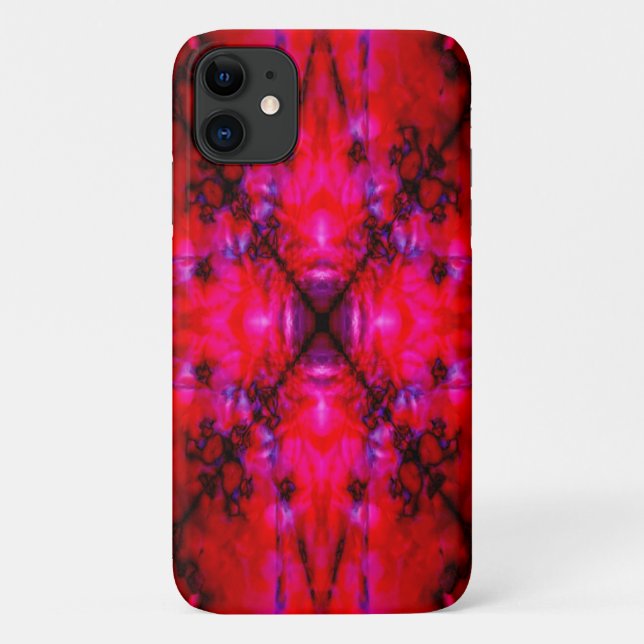 Capa Para iPhone 11 Padrão caleidoscópio de estrelas vermelhas e preta (Verso)