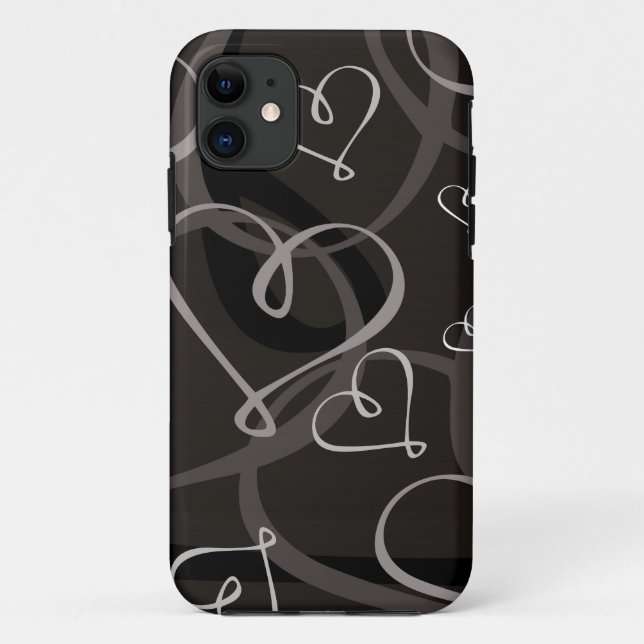 Capa Para iPhone 11 Padrão cardíaco preto e branco (Verso)