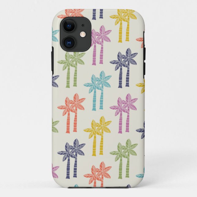Capa Para iPhone 11 Padrão Colorido da Palmeira Tropical (Verso)