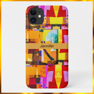 Capa Para iPhone 11 Padrão Colorido de Arte Abstrato