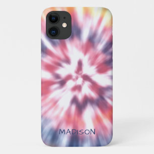 Capa Para iPhone 11 Padrão Colorido Moderno de Tie Dye com Nome Person
