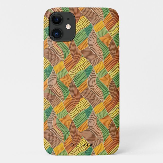 Capa Para iPhone 11 Padrão Contemporâneo Psicodélico com Linhas (Verso)