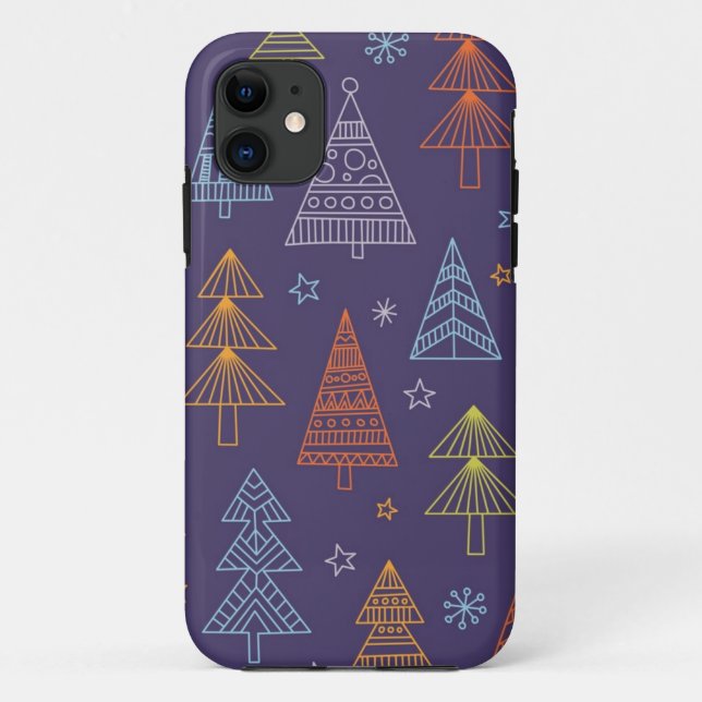Capa Para iPhone 11 Padrão da árvore de Natal (Verso)