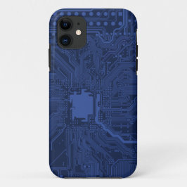 Capa Para iPhone 11 Padrão da placa-mãe do Geek azul